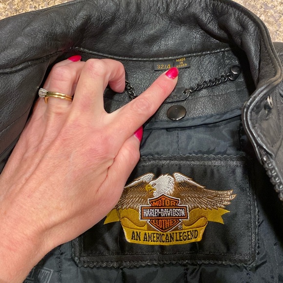 Harley-Davidson Vintage Leather Motorcycle Riding Jacket 32/4 With HOG Pin - Picture 5 of 17